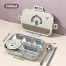 Ljojo 4/5 Grids Stainless Steel Divided Lunch Box Set with Cutlery