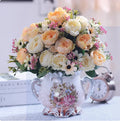 Ljojo™ Ceramic Vase & Flower Arrangement Set - Home Decor Crafts