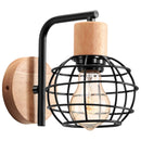 Iron Wood Wall Lamp Shade E27 for Bedroom Living Room by Ljojo