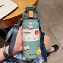 Ljojo 21oz Stainless Steel Water Bottle with Straw and Strap