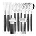 30-Piece Pink Silver Stainless Steel Dinnerware Set by Ljojo
