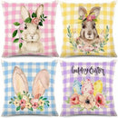Bunny Floral Egg Print Easter Pillow Covers for Farmhouse Decor by Ljojo