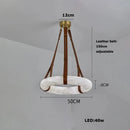 LED Alabaster Resin Ring Leather Belt Chandelier - Modern European Ljojo Lighting for Living Dining Room