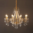 American Crystal Lamp French Retro Style Pearl Chandelier for Living Room by Ljojo