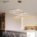 Nordic LED Pendant Light Golden Ring Chandelier for Living Room by Ljojo