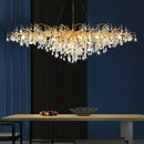 Ljojo Luxury Crystal Chandelier with Golden Base & Water Drop Decorations