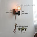 Ljojo LED Wall Lamp Pull Chain Switch Wood Stair Lighting Mirror Light