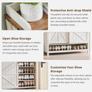 Ljojo™ Farmhouse Shoe Storage: 2 Flip Drawers, Sliding Door, 4-Tier Shelves
