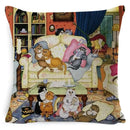 Cute Cat Pattern Linen Cushion Cover by Ljojo for Home Decor