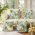 Ljojo Lemon Bird Pattern Printed Pillow Covers - Set of 4, 18 x 18 inch