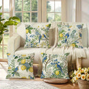 Ljojo Lemon Bird Pattern Printed Pillow Covers - Set of 4, 18 x 18 inch