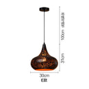 Ljojo Etched Lampshade Wrought Iron Chandelier Industrial Pendant Lamp for Dining Living Room