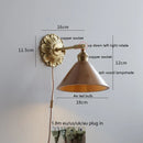 Ljojo LED Wall Sconce Switch Light Walnut Ash Wood Copper Arm Lampara Pared