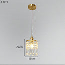 French Crystal Chandelier Luxury Bedroom Bedside Pendant Lighting by Ljojo - Copper Hanging Lamp