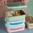Ljojo 3-Compartment Lunch Box with Utensils, Leak-Proof & Durable Plastic Containers