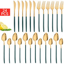 Ljojo 24-Piece Black Stainless Steel Christmas Dinnerware Set