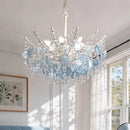 French Medieval Pink Shell Crystal Led Chandeliers Romantic Living Room Decor Pendant Lights