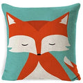 Ljojo Linen Fox Sofa Cushion Cover 50x50 Square Home Décor Pillowcase