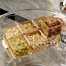 Ljojo 4/6 Grids Plastic Food Tray Dual Handle Snack Fruit Organizer