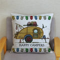 Happy Campers Owl Motorhome Print Pillow Case by Ljojo
