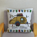 Happy Campers Owl Motorhome Print Pillow Case by Ljojo