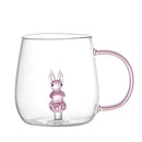 Ljojo 3D Cartoon Animal Glass Cup - Cute Single Layer Cup for Water, Coffee, Juice