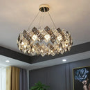 Ljojo Mid Century Square Crystal Chandelier LED Pendant Lamp for Home Décoration