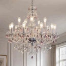 French Romantic Pink Crystal Chandelier Pendant Lights by Ljojo for Elegant Living Room Decor