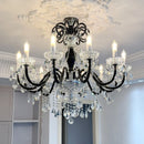French Black Lustre Chandelier Glass Candle Pendant Light by Ljojo Luxe Crystal Home Decor