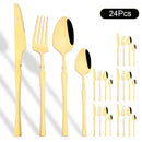 Ljojo 24Pcs Pink Gold Stainless Steel Cutlery Set - Western Flatware Tableware