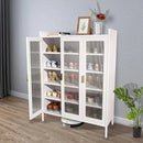 Ljojo™ 5-Tier Metal Shoe Storage Cabinet with 3 Doors - Closet Organizer