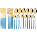 Gold Stainless Steel Cutlery Set by Ljojo - 24Pcs Western Tableware Flatware