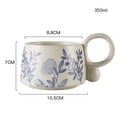 Ljojo 12oz Blue and White Ceramic Coffee Mug - Handmade Stoneware Cup