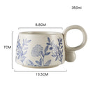 Ljojo 12oz Blue and White Ceramic Coffee Mug - Handmade Stoneware Cup