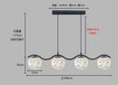 Nordic Long Dining Pendant Lights Glass Lampshade Gold Black Chandelier by Ljojo