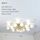 Nordic Gold Chandelier Modern Glass Ceiling Light Fixture for Living Room Bedroom - Ljojo