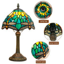 French Table Lamp Stained Glass Red Rose 8 Inches Bedside Reading Light Ljojo