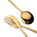 Ljojo 16-Piece Stainless Steel Black Gold Cutlery Set Silverware Dinnerware Flatware