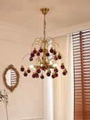 French Retro Cherry Glass Chandelier Vintage Living Room Pendant Light by Ljojo.