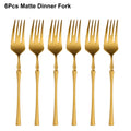Ljojo 24-Piece Gold Stainless Steel Cutlery Set Flatware Knife Fork Spoon Mirror Matte