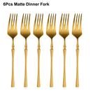 Ljojo 24-Piece Gold Stainless Steel Cutlery Set Flatware Knife Fork Spoon Mirror Matte