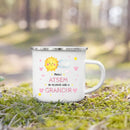 Enamel French Printed Coffee Cup with Handle - Best Thanks Gift for Atsem by Ljojo