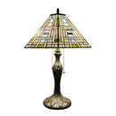 16 Inch Tiffany Style Antique Art Table Lamp Stained Glass Metal Base for Living Room by Ljojo