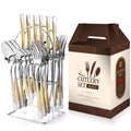 Ljojo 24-Piece Stainless Steel Hammer Pattern Cutlery Set
