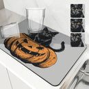 Halloween Cat Pumpkin Head Absorbent Drying Mat for Kitchen Table by Ljojo