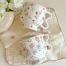 Hand-Painted Tulip Flower Pattern Ceramic Mug by Ljojo - High-Footed Cup