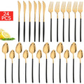 Ljojo 24-Piece Black Stainless Steel Christmas Dinnerware Set