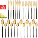 Ljojo 24-Piece Black Stainless Steel Christmas Dinnerware Set