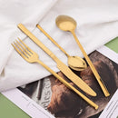 Ljojo 24Pcs Gold Cutlery Set Stainless Steel Flatware Dinnerware Kitchen Tableware