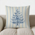 Blue Floral Bow-Patterned Cushion Cover by Ljojo for Sofa, Bedroom, Car